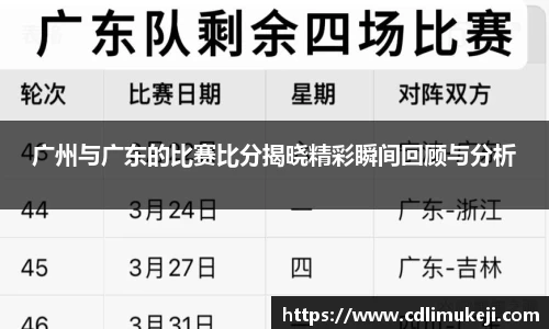 广州与广东的比赛比分揭晓精彩瞬间回顾与分析